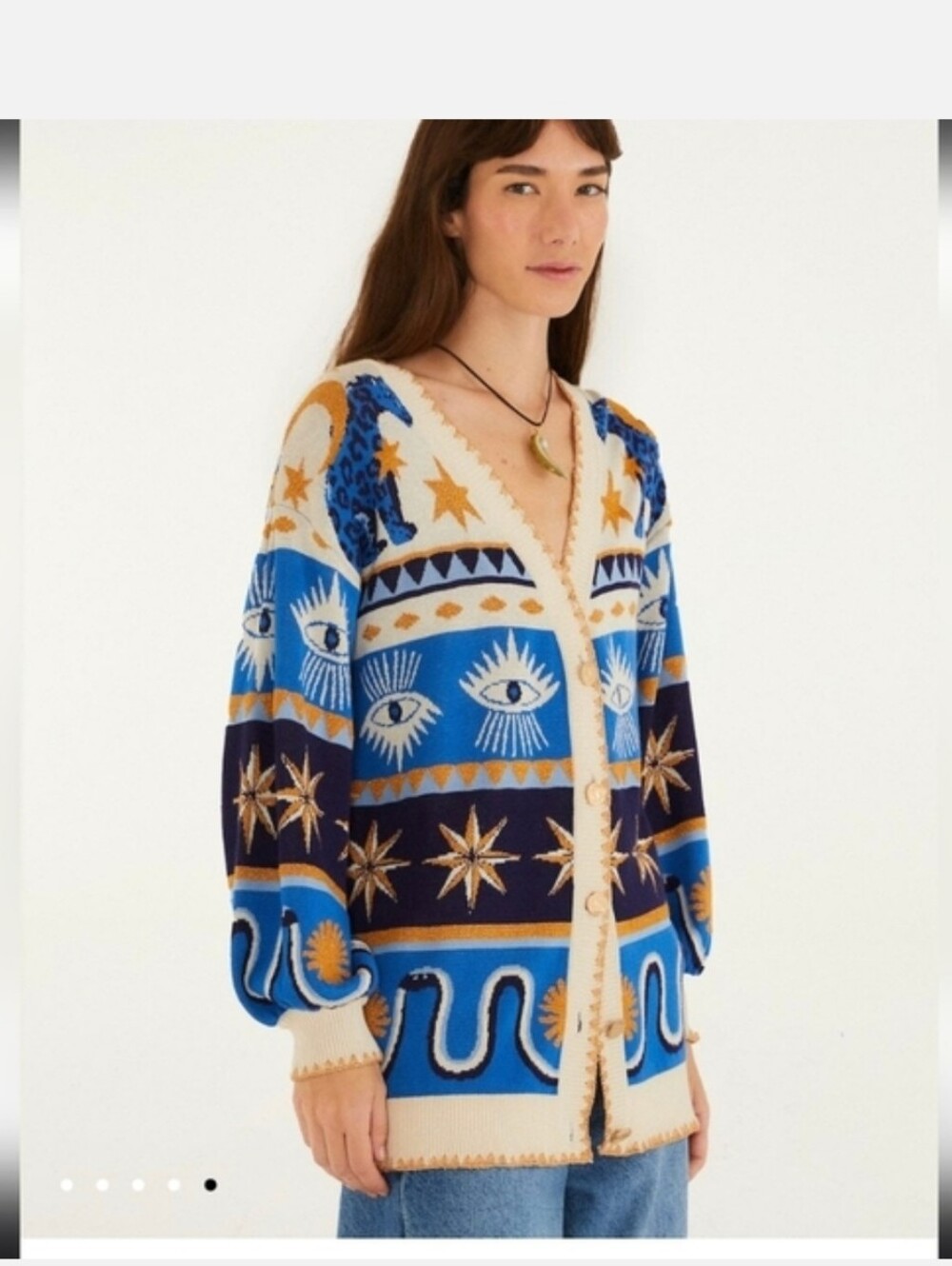 Farm Rio Mixed Mystical Ainika Buttoned Knit Cardigan - Picture 2 of 5